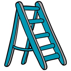 Cartoon Blue Ladder Vector Graphic