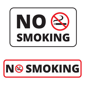 Cartel de prohibido fumar con un cigarrillo con humo sobre un fondo blanco. Vista de frente y de cerca. Copy space