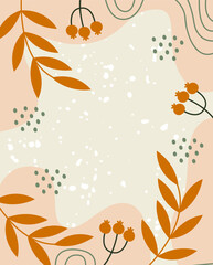 Autumn Floral Background With Abstract Shapes