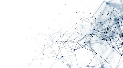 Minimalist network background with geometric shapes and lines representing data connections.