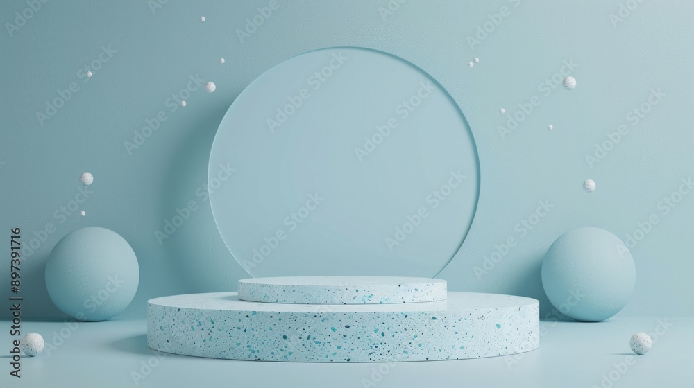 Aufkleber a blue stage with a large empty circle in the middle