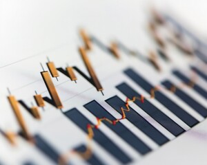 Bar graph showcasing a significant spike in stock prices against a clean white background.