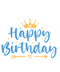 Happy Birthday typography design on plain white transparent isolated background for card, shirt, hoodie, sweatshirt, apparel, tag, mug, icon, poster or badge