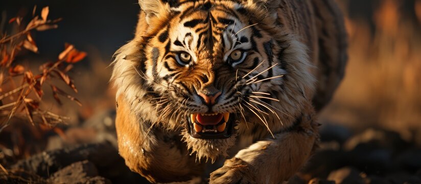 Tiger pose when running fast