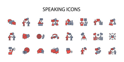 Speaking icon set.vector.Editable stroke.linear style sign for use web design,logo.Symbol illustration.