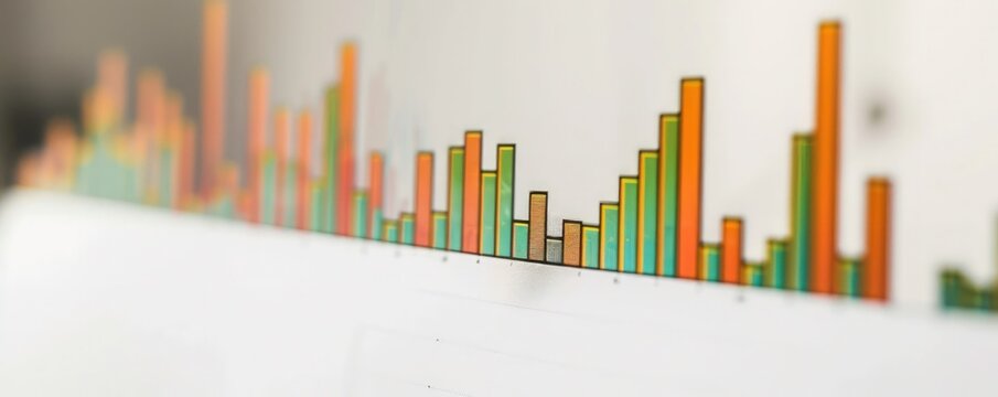Bar graph with a dramatic rise in stock prices on a clean white background, highlighting significant market growth.