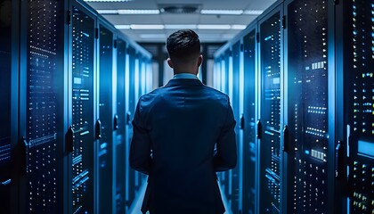 Man in a Server Room