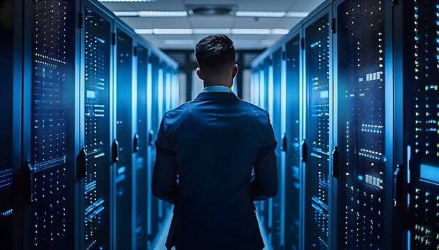 Man in a Server Room