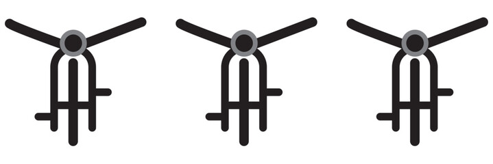 A set of bicycle parking place icons. A sign allowing cycling and its parking on a special territory.