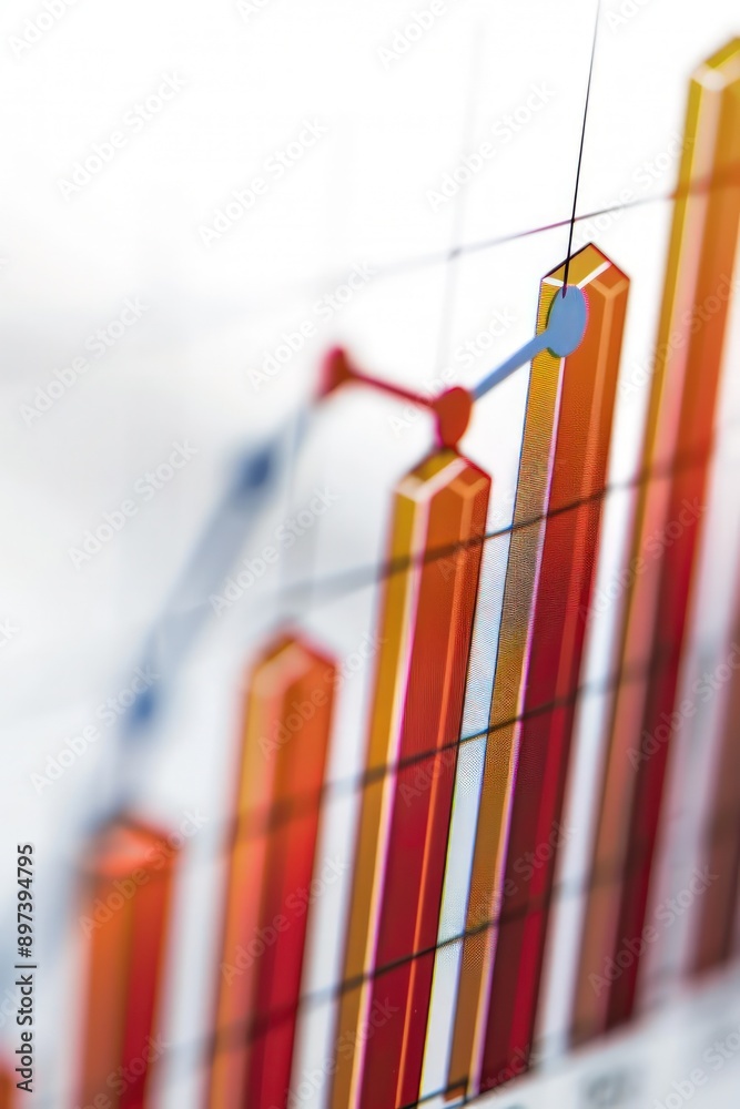 Poster bar graph with a sharp increase in stock values against a clean white background, highlighting signi