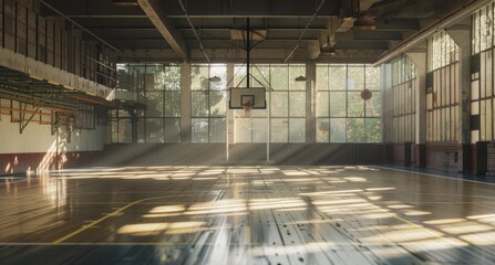 Enthralling visualization of an empty indoor basketball training facility