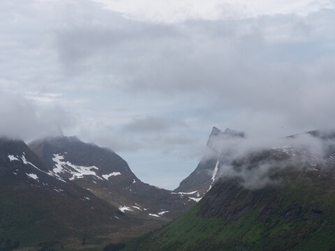 Misty mountain range