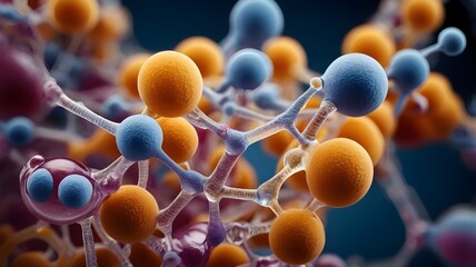 peptides closeup, macro, short chains of amino acids linked by peptide bonds