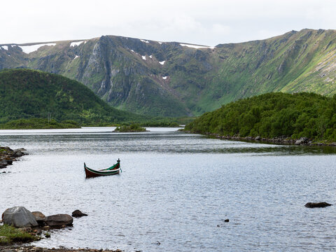 Small boat on lake
