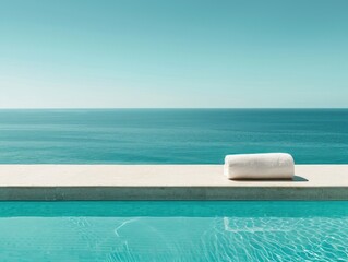 Fototapeta premium Infinity Pool with a Towel and a Stunning Ocean View