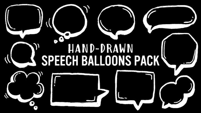 set of doodle speech balloons on alpha channel