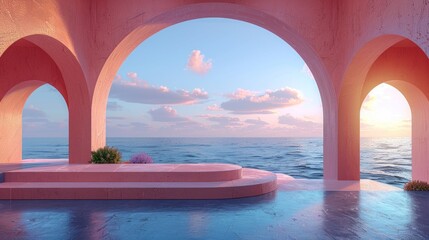 Pink Arches overlooking the Ocean