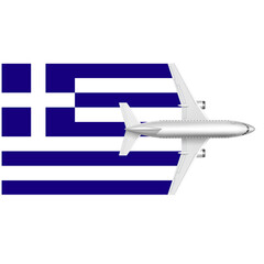 Greece  flag with Plane on png background