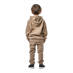 boy stand back view isolated on transparent background cutout