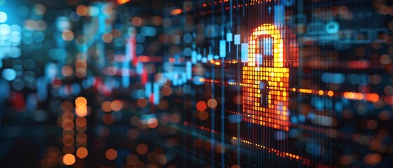 Obraz premium Secure Financial Investments Golden Padlock on Chart Symbolizing Safe Trading Practices