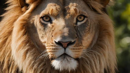 Close-up of a lion's mane with visible strands. Generative AI