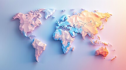 world map outline with country borders marked, set against a soft gradient background