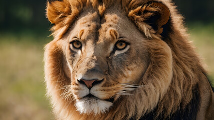 Close-up of a lion's mane with visible strands. Generative AI