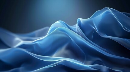 Obraz premium Abstract waves of blue fabric softly illuminated against a dark backdrop