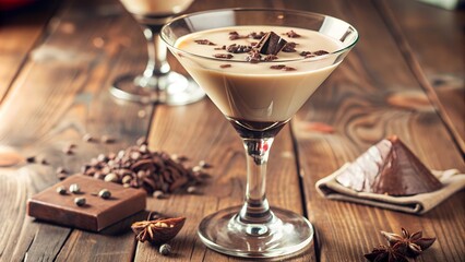 Baileys cocktail martini glass garnish with chocolate