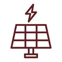 Solar Energy Vector Line Maroon Icon Design