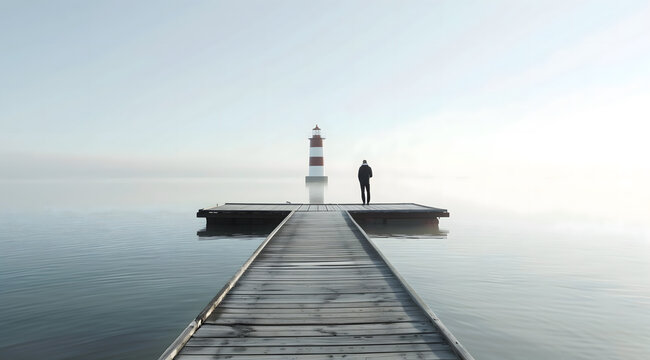 A man and a lighthouse