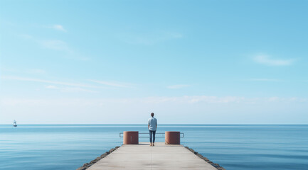A man and a lighthouse