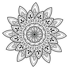 Mandala design for coloring page. Circular pattern in form of mandala for henna, mehndi, tattoo, decoration.