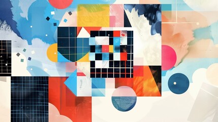 Abstract composition of colorful boxes representing the concept of variables in programming, illustrating data organization and coding principles.