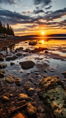 A mesmerizing display of the midnight sun during the summer solstice in the Arctic Circle  