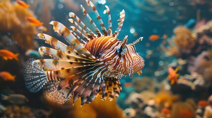 Majestic Lionfish Gliding Through the Vibrant Underwater Realm