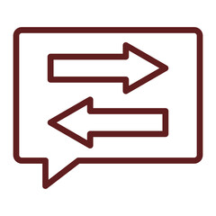 Directional Arrows Vector Line Maroon Icon Design