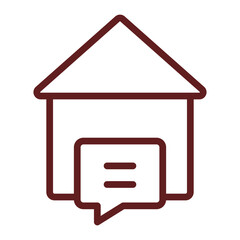 Home Message Vector Line Maroon Icon Design