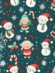 2D illustrated New Year card in a cute graphic style