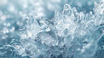 modern minimalist crystal design concept banner featuring intricate ice sculptures with crystal clear details