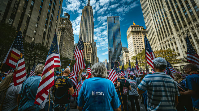 Democratic Parade: People and Flags at the Elections. 