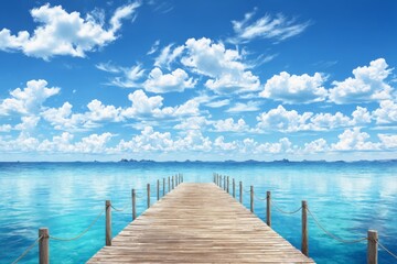 Obraz premium Beautiful landscape wooden pier extending into ocean made Sea la