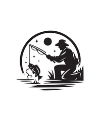 vector fisherman catching fish vector art,graphics fisherman catching fishs icons set,vintage illustration fisherman catching fish clipart,vector fisherman catching fishs flat style artwork design.