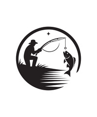 vector fisherman catching fish vector art,graphics fisherman catching fishs icons set,vintage illustration fisherman catching fish clipart,vector fisherman catching fishs flat style artwork design.