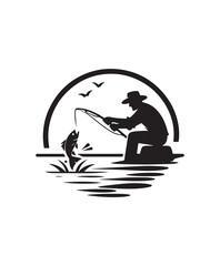 vector fisherman catching fish vector art,graphics fisherman catching fishs icons set,vintage illustration fisherman catching fish clipart,vector fisherman catching fishs flat style artwork design.