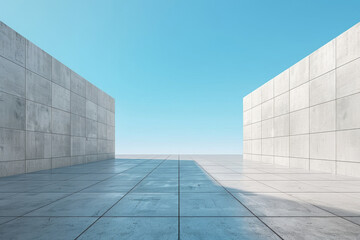 Fototapeta premium Concrete outdoor square building,Empty architectural background.