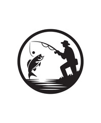 vector fisherman catching fish vector art,graphics fisherman catching fishs icons set,vintage illustration fisherman catching fish clipart,vector fisherman catching fishs flat style artwork design.