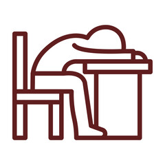 Tired Vector Line Maroon Icon Design