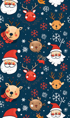 2D illustrated New Year card in a cute graphic style seamless pattern.