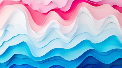 Smooth surface abstract background with wavy shapes in blue and pink hues